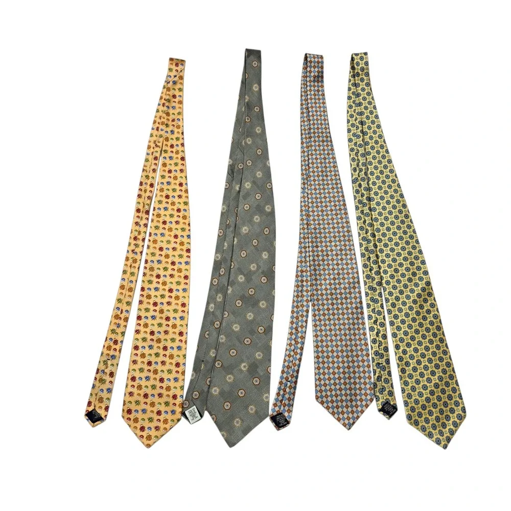 Gap Necktie‎ Lot 4 Mens OS Multicolor Silk Patterned Floral Geometric Ladybug